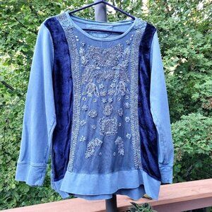 SOFT SURROUNDINGS Lace Sweatshirt WOMENS SIZE 2XL ACTIVEWEAR SPORTSWEAR